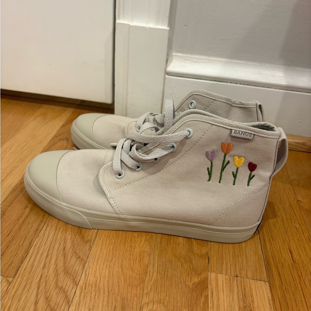 BANGS High-Top Sneakers with Floral Embroidery